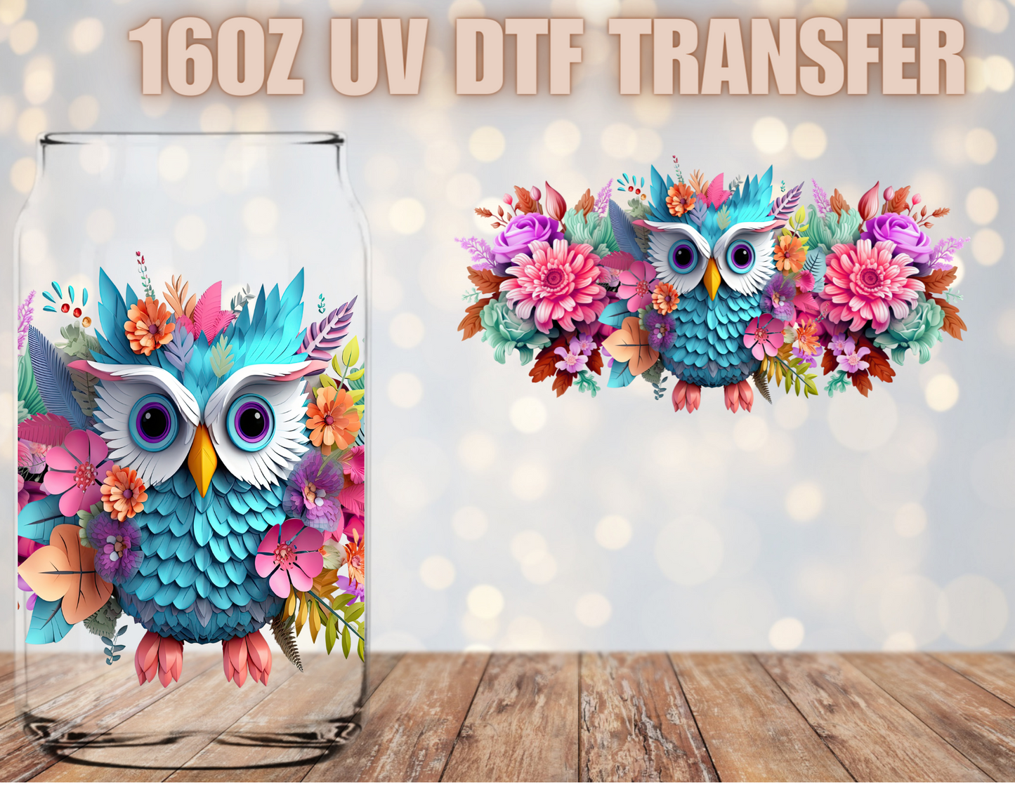3D Owl UV DTF Wrap