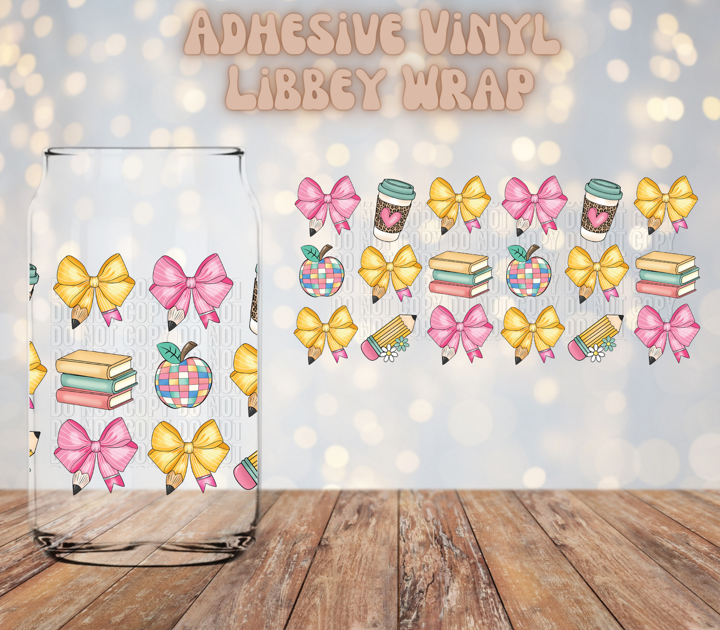 Bows Coffee Books 16oz Libbey Wrap