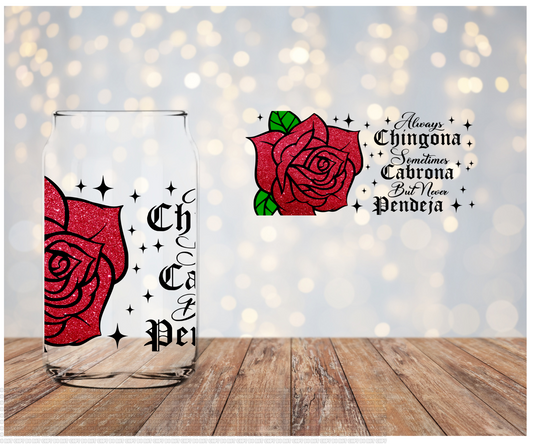 Never Pendeja Libbey Sublimation Transfer