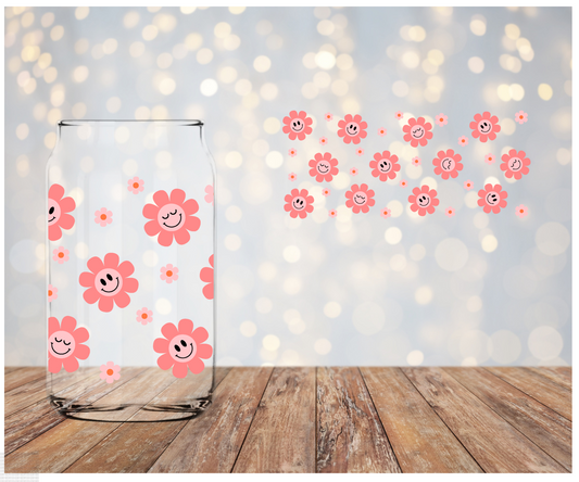 Pink Retro Flowers Libbey Wrap