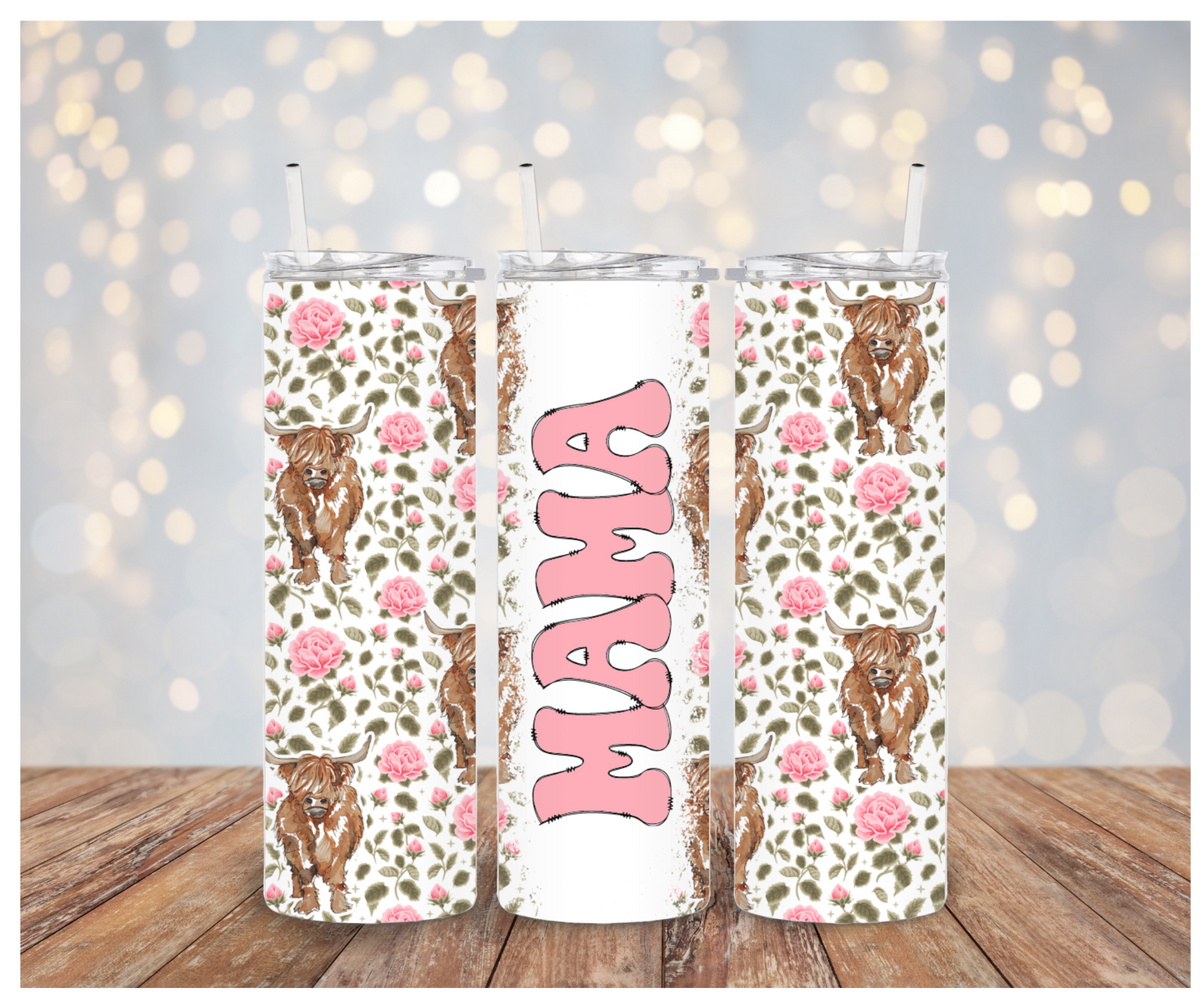 Mama Pink Highland cow Sublimation Transfer