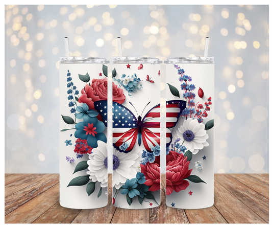 3D American Floral Butterfly Sublimation Transfer