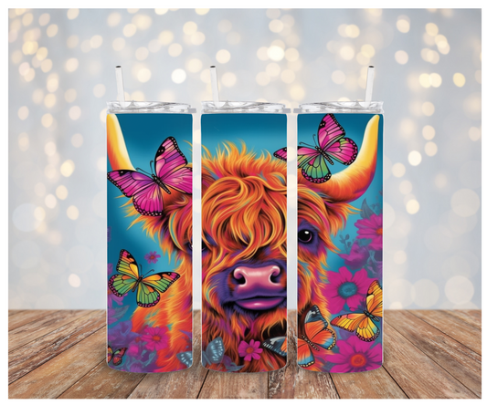 Colorful Highland Cow Sublimation Transfer