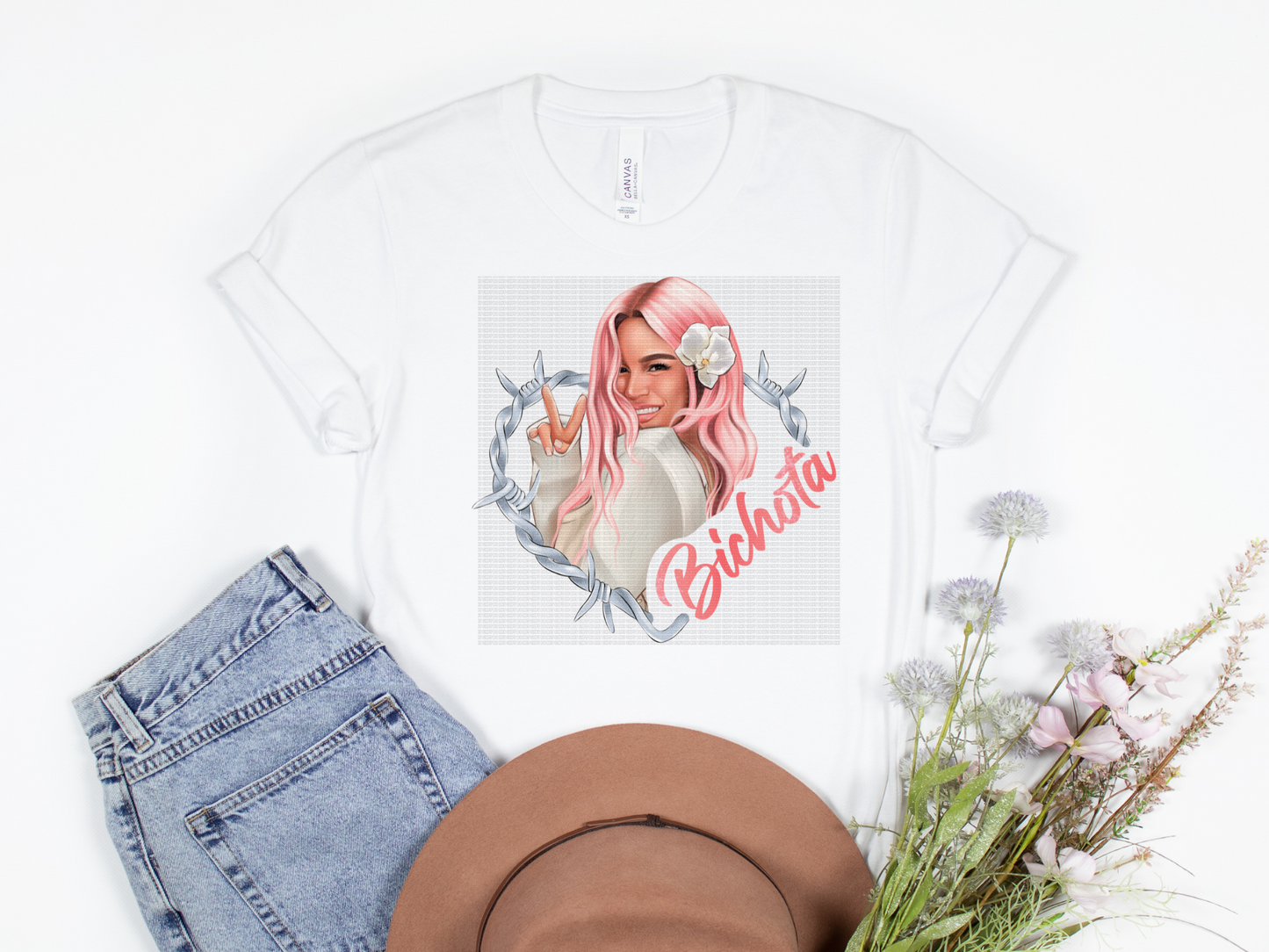 Bichota Heart Pink Hair Sublimation Transfer