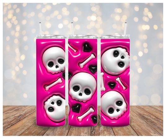 3D Pink Skull Sublimation Transfer