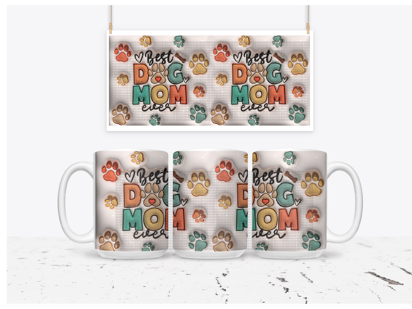 3D Dog Mom Mug wrap