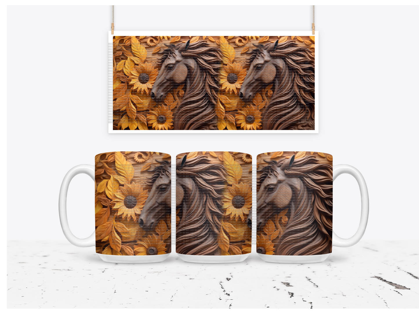 3D Horse Mug wrap