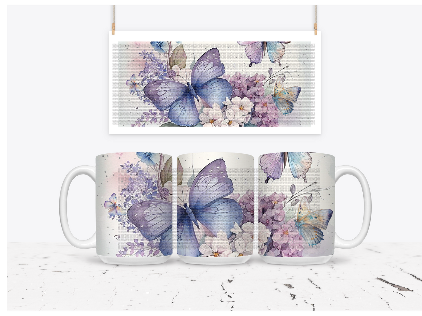 3D Butterfly Mug wrap