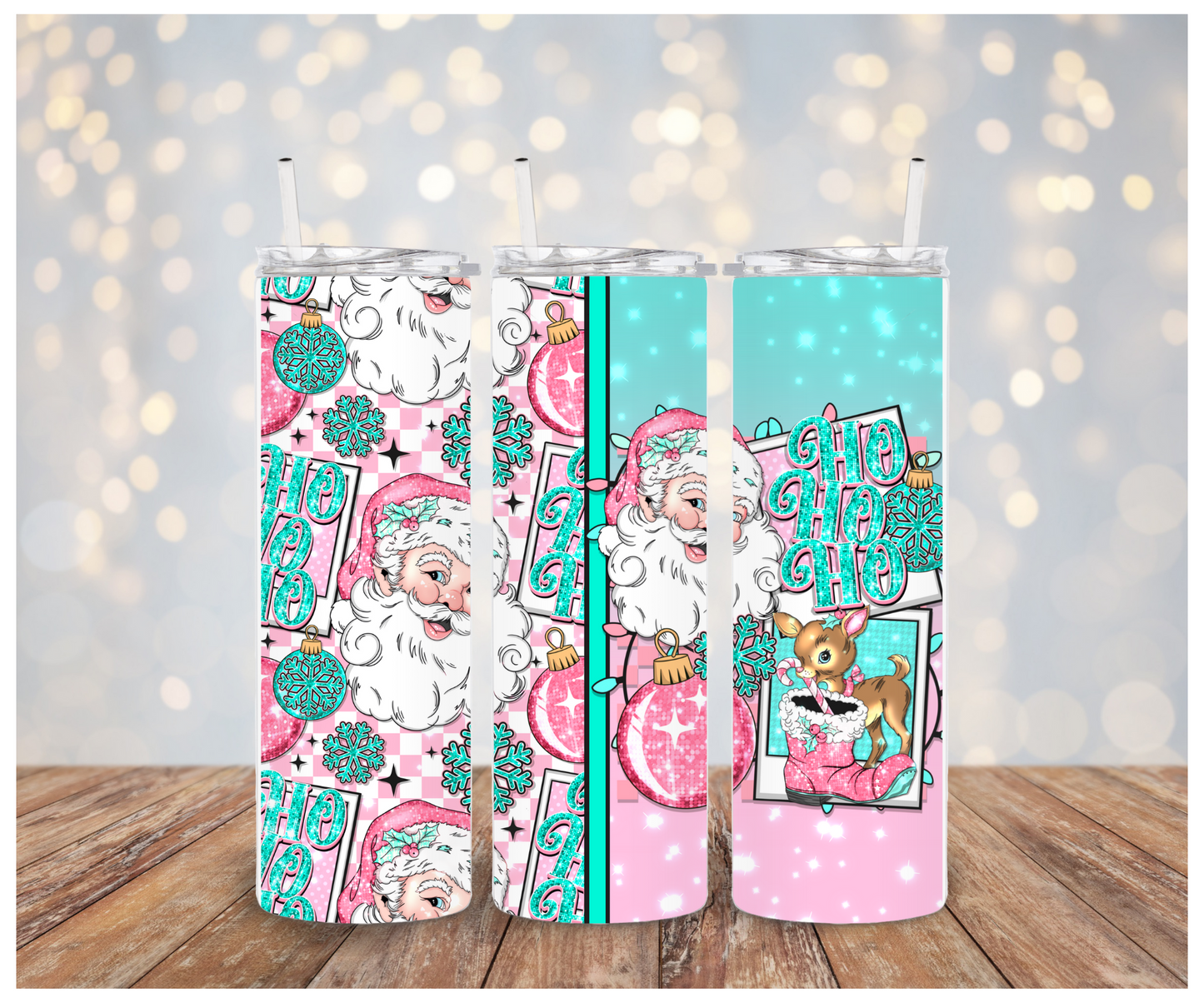 HO HO HO Pink aqua santa Sublimation Wrap