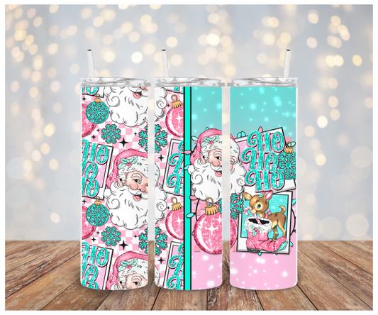 HO HO HO Pink aqua santa Sublimation Wrap