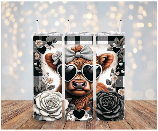 Silver Bow Highland Cow Sublimation Transfer