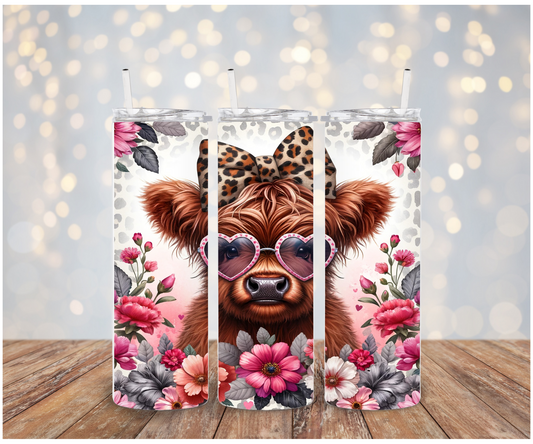 Leopard Bow Highland Cow Sublimation Transfer
