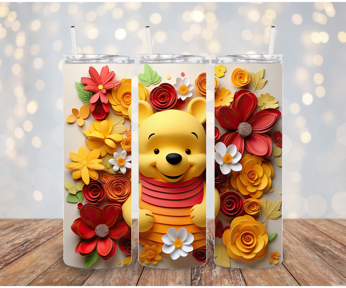 3D Floral honey bear Sublimation Transfer