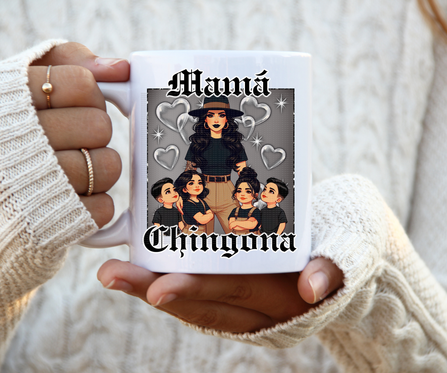 Mama Chingona 2 Boys 2 girls Mug wrap
