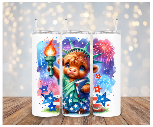 Statue of liberty Highland Cow Sublimation Transfer