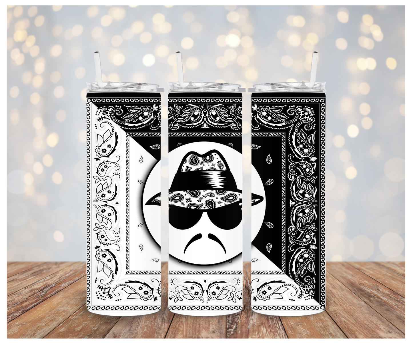 White Black bandana lowrider Sublimation Transfer