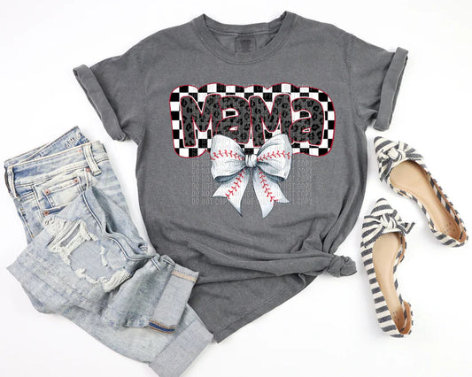 Base Ball Mama coquette bow DTF transfer