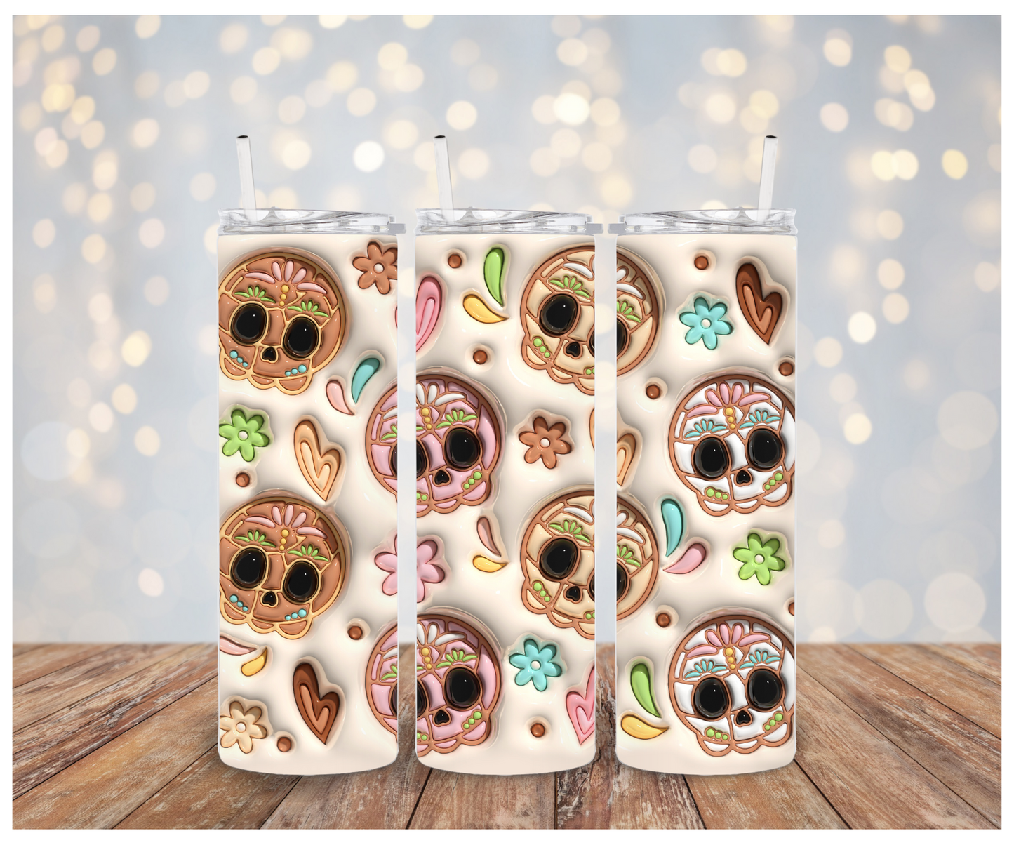Cream Sugar Skulls Sublimation Wrap