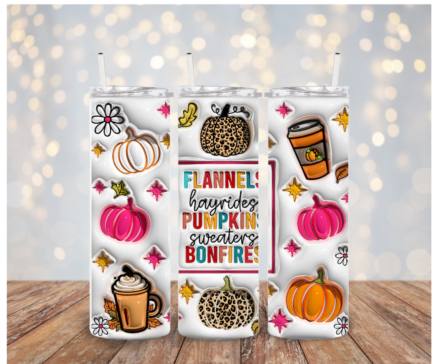 3D Flannels pumpkins bonfires Sublimation Transfer