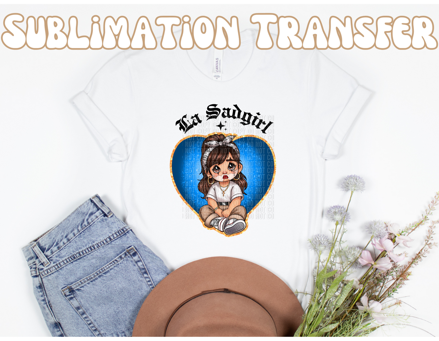 La Sad Girl blue Sublimation Transfer