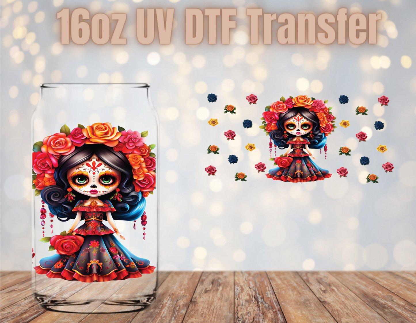 Roses Catrina UV DTF Wrap