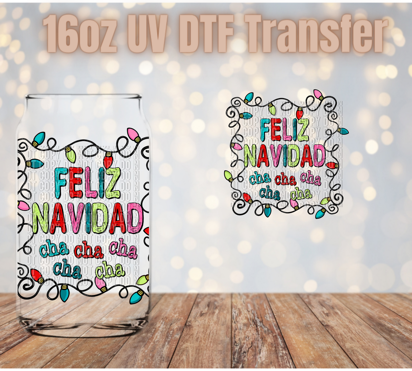 Feliz Navidad cha cha cha UV DTF Wrap
