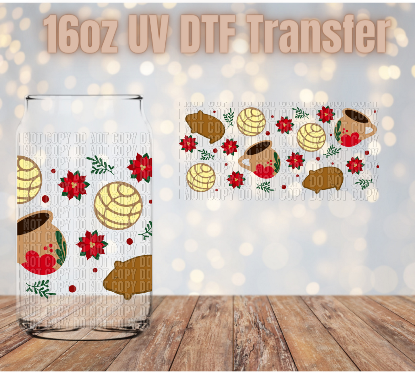 cafesito y pan Navideño UV DTF Wrap
