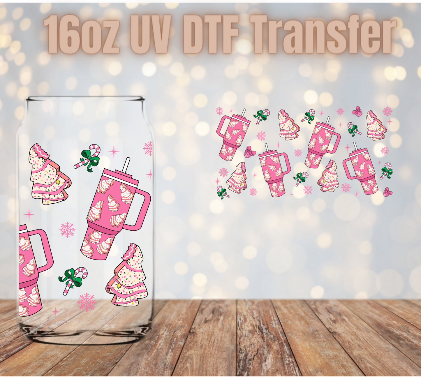Pink cakes and cups UV DTF Wrap