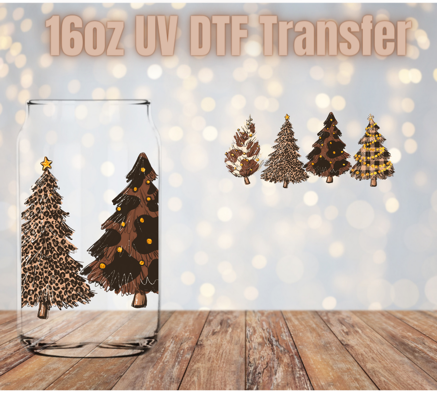 Brown print trees UV DTF Wrap