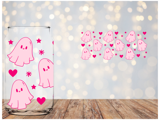 Cute Pink Ghosts and hearts Libbey Wrap