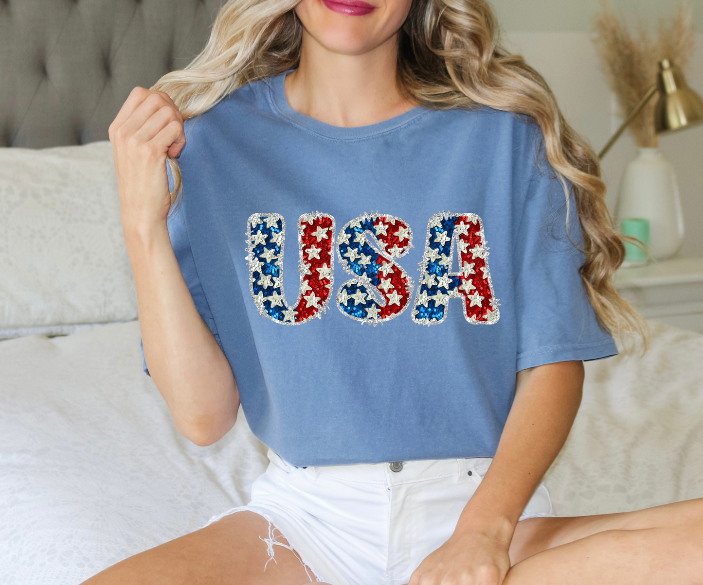 USA faux glitter sequin HTV