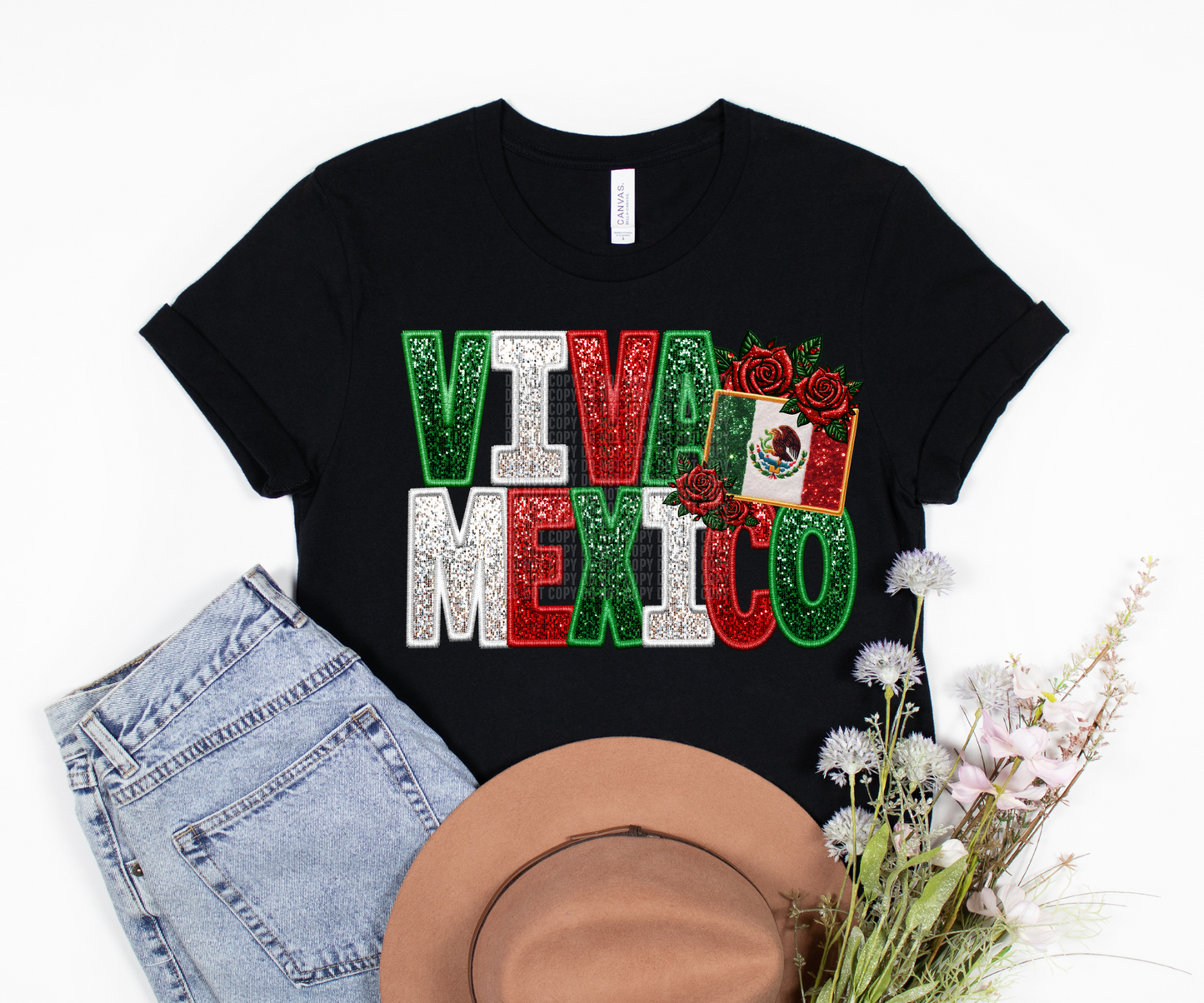 Viva Mexico faux glitter Direct To Film