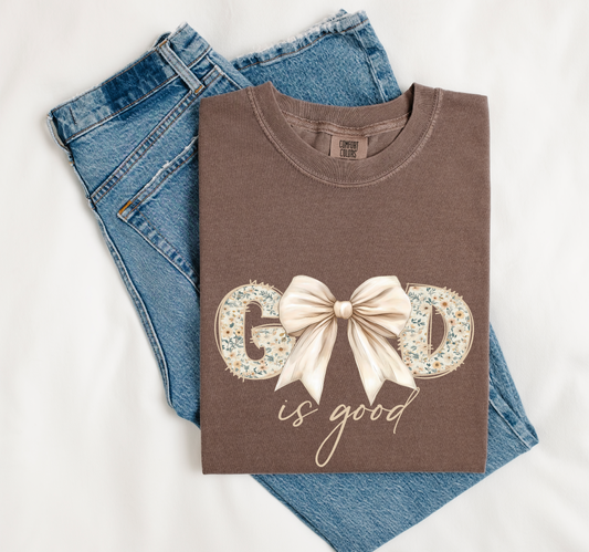 God is Good all the time cream floral DTF transfer