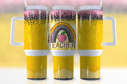Teacher Yellow 40oz Quencher Sublimation Transfer