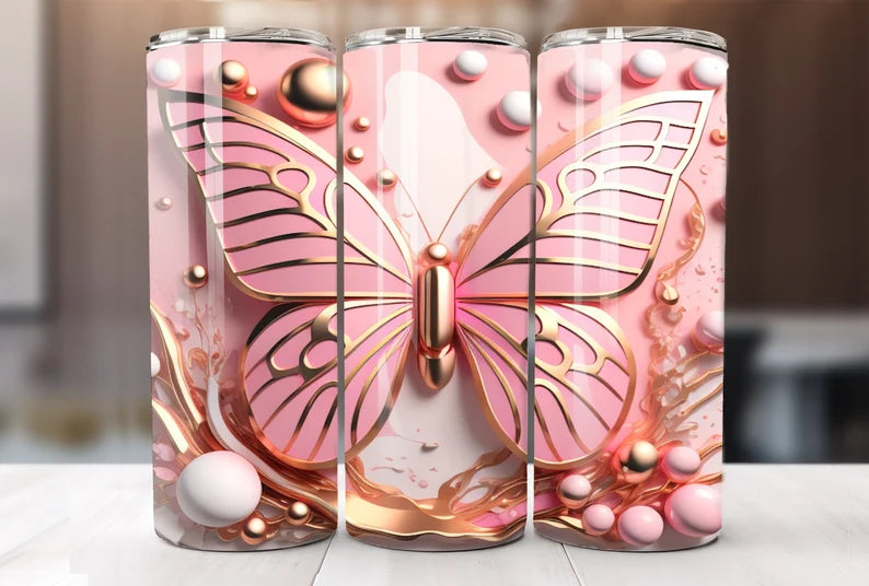 Gold-Pink Butterly Sublimation Transfer