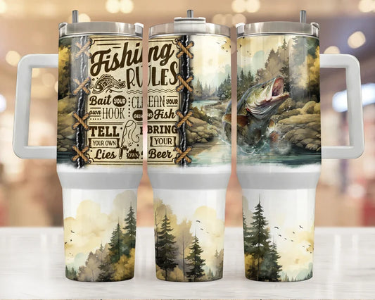 Fishing Rules 40oz Quencher Sublimation Transfer