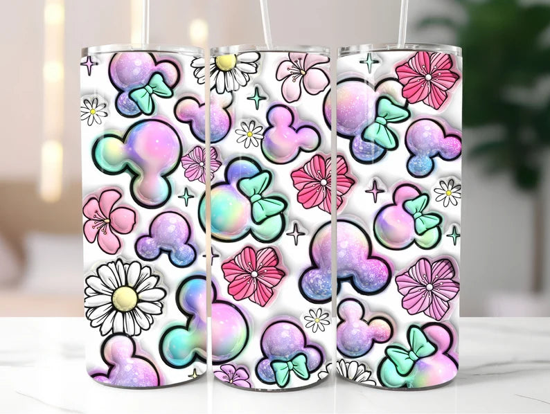 3d Pastel mouse head Sublimation Tumbler Transfer