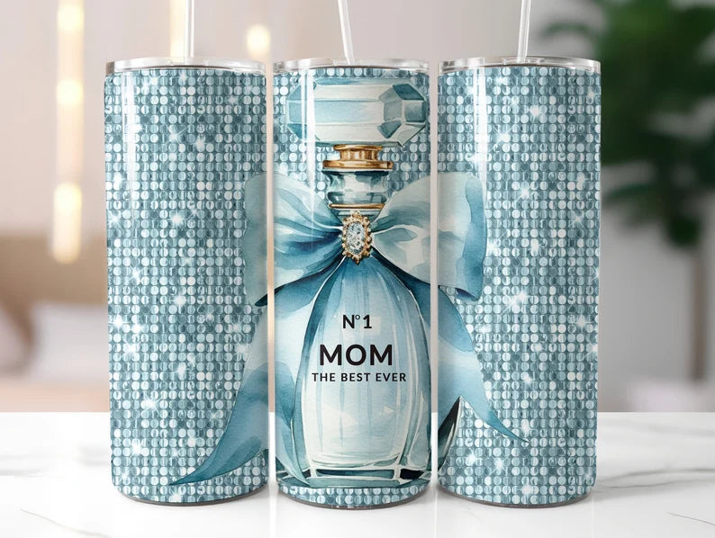 No 1 Mom blue Tumbler Transfer