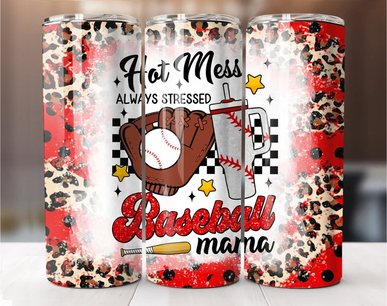 Hot Mess Baseball mama Tumbler Transfer