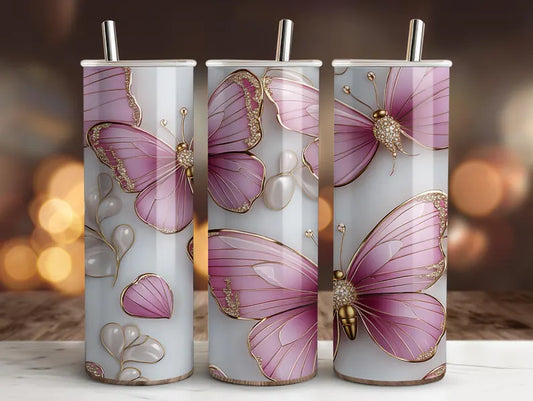 Butterly with gold trim Tumbler Transfer