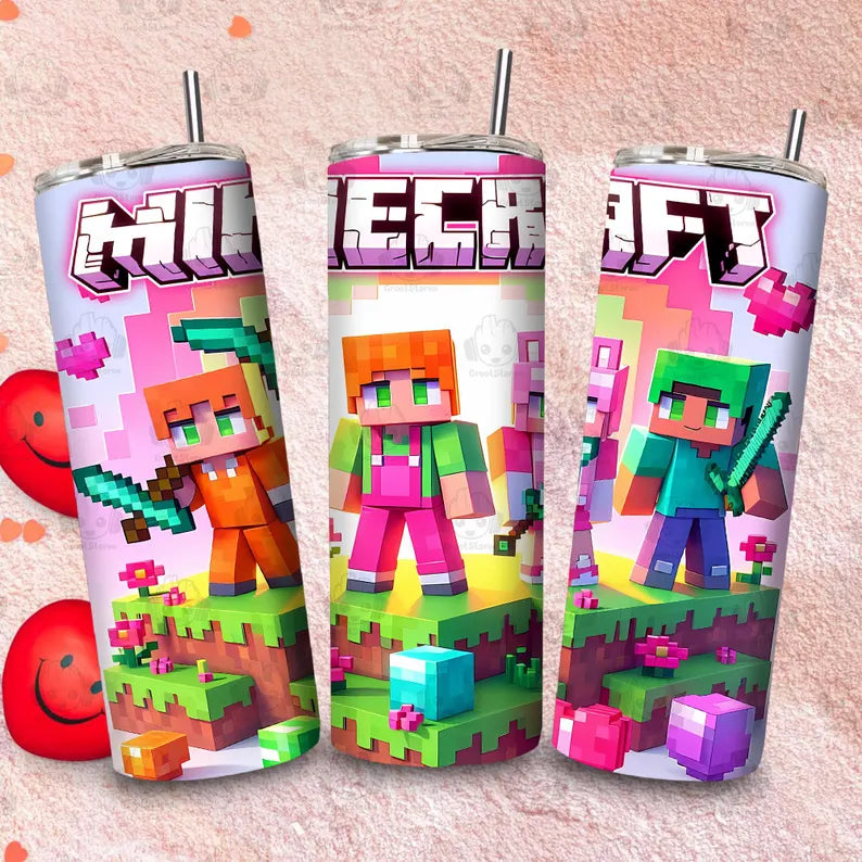 Mine Craft Pink Tumbler Transfer