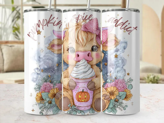 Pumpkin spice highland cow Tumbler Transfer