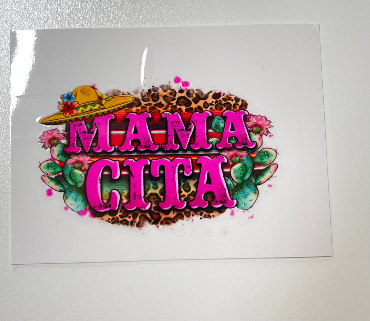Mamacita pink Small UV DTF Decal