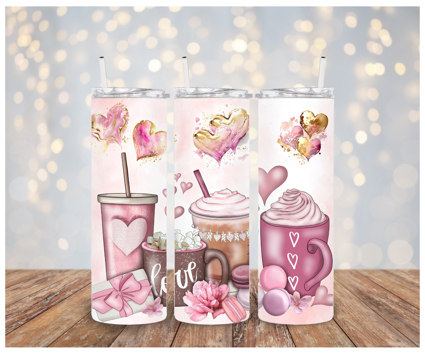 Soft Pink Love lattes Adhesive Vinyl Wrap