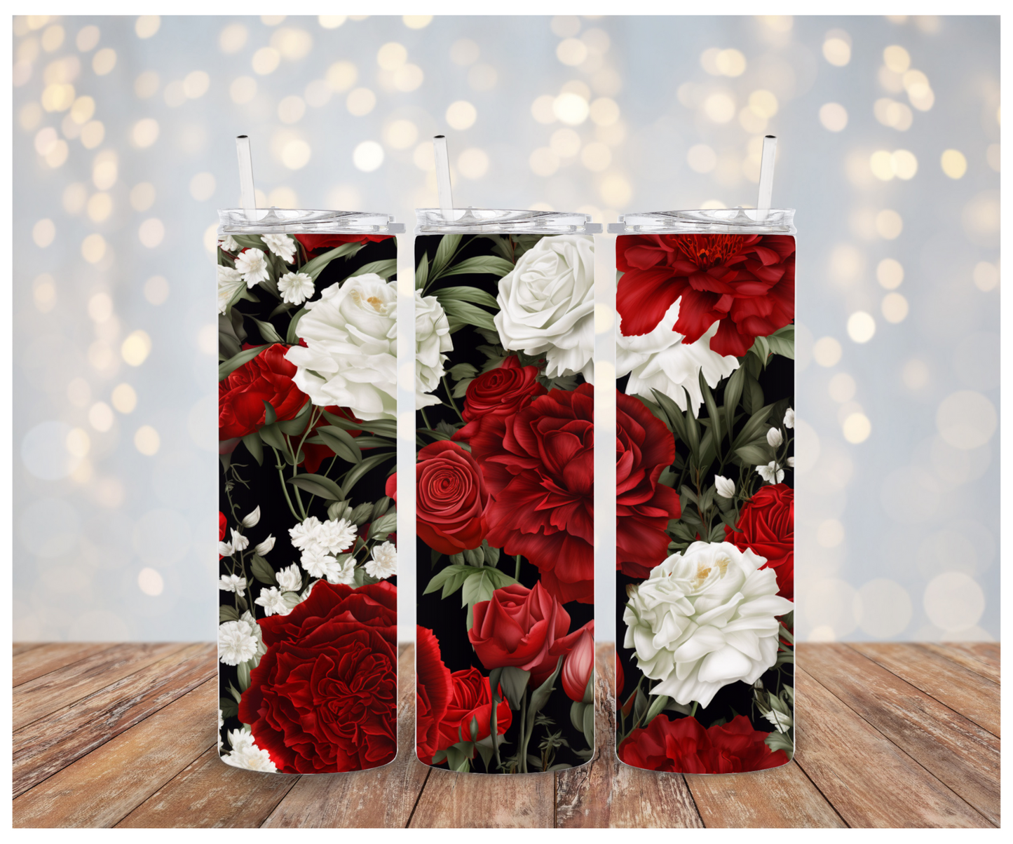 Red & White roses Sublimation Transfer