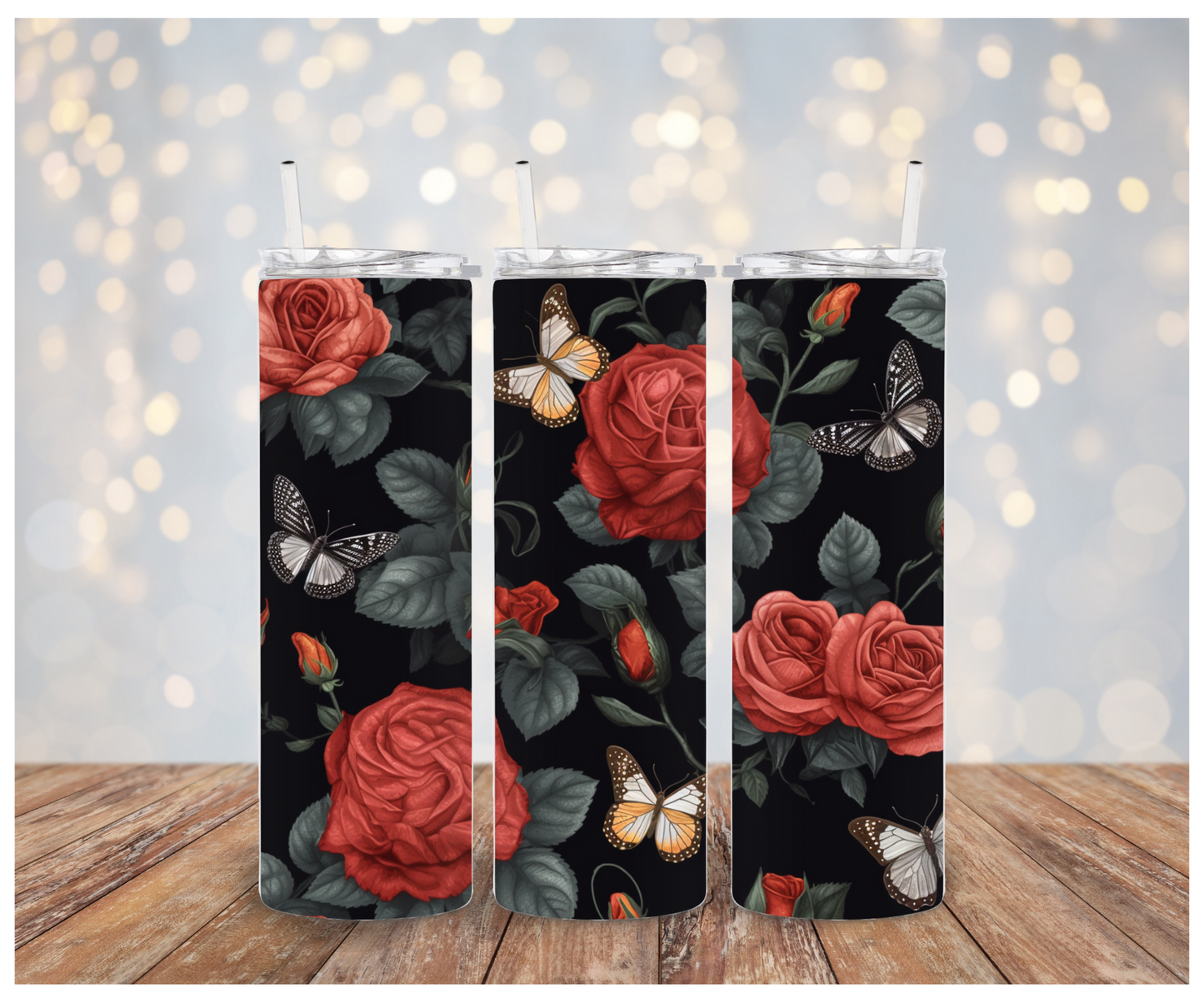 Red Roses and butterfly Sublimation Transfer