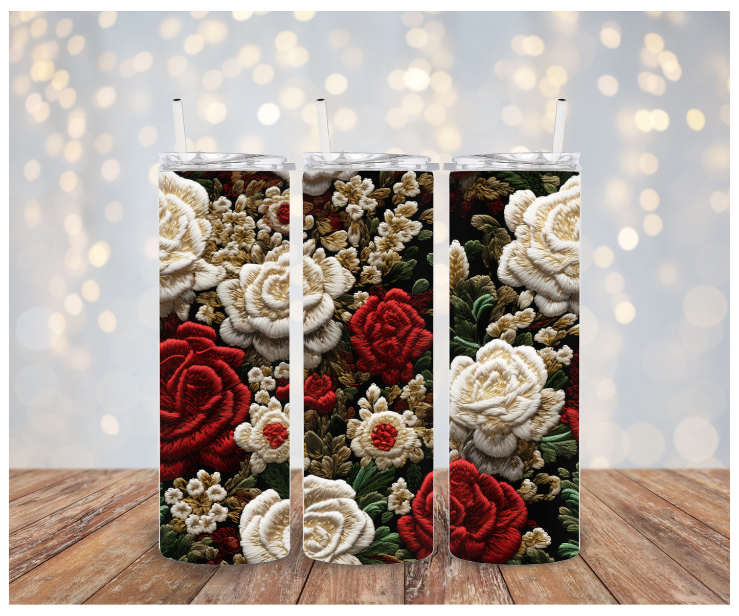 Embroidery red roses Sublimation Transfer