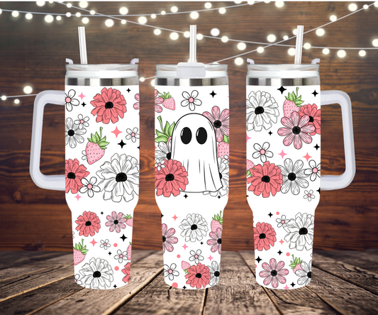 Strawberry Ghost 40oz Quencher Sublimation Transfer