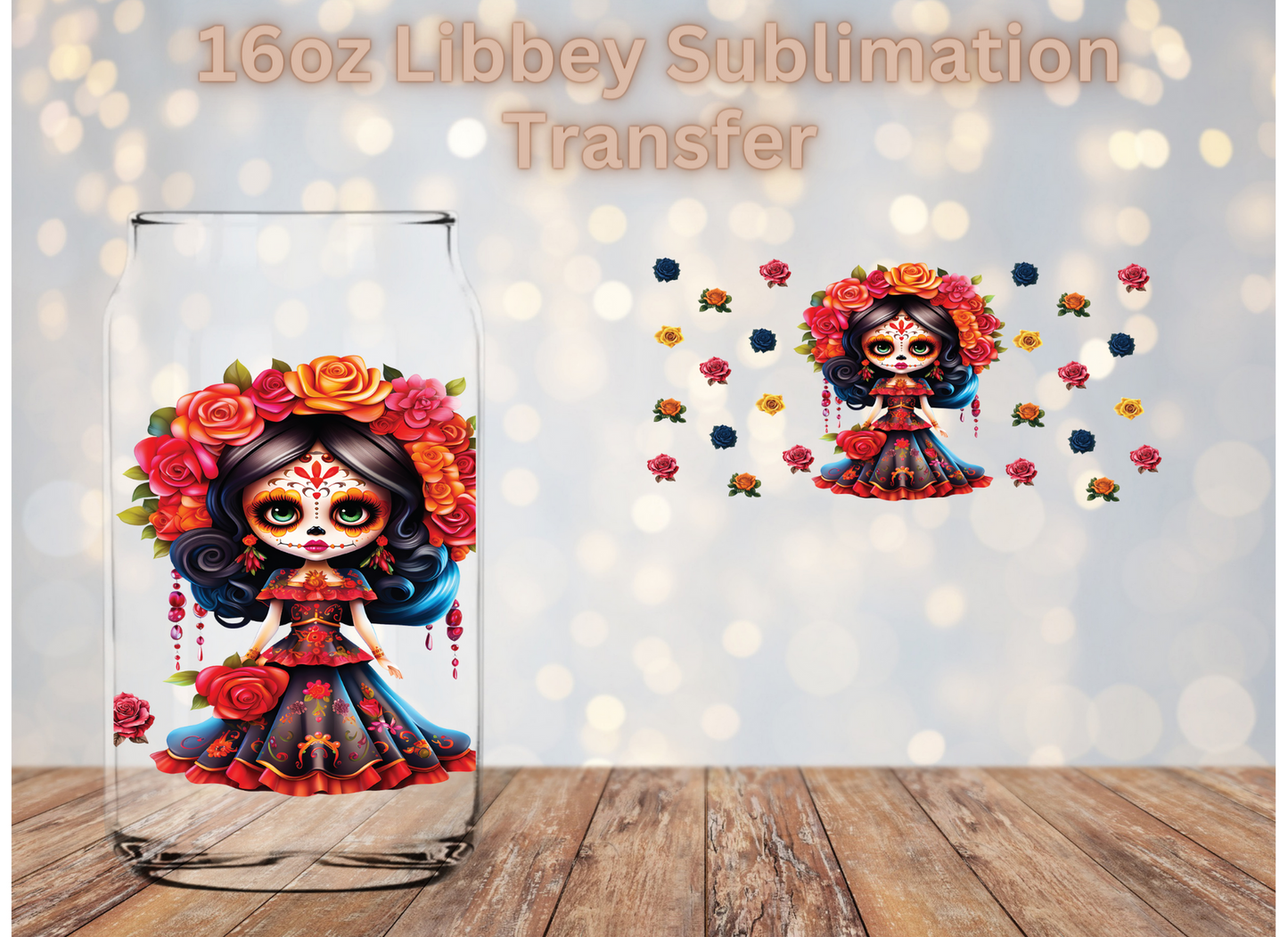Colorful Roses Catrina Sublimation Transfer