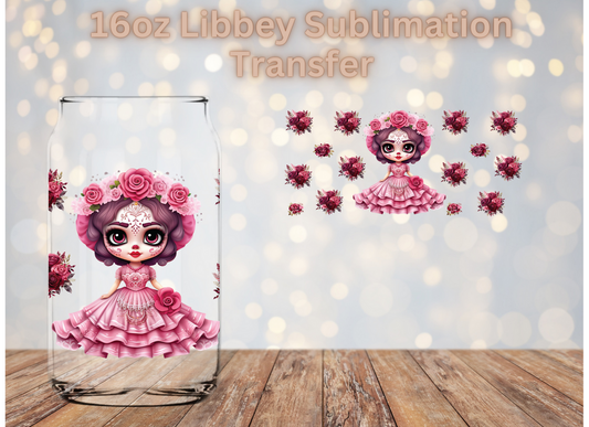 Pink Cluster flower Catrina Sublimation Transfer